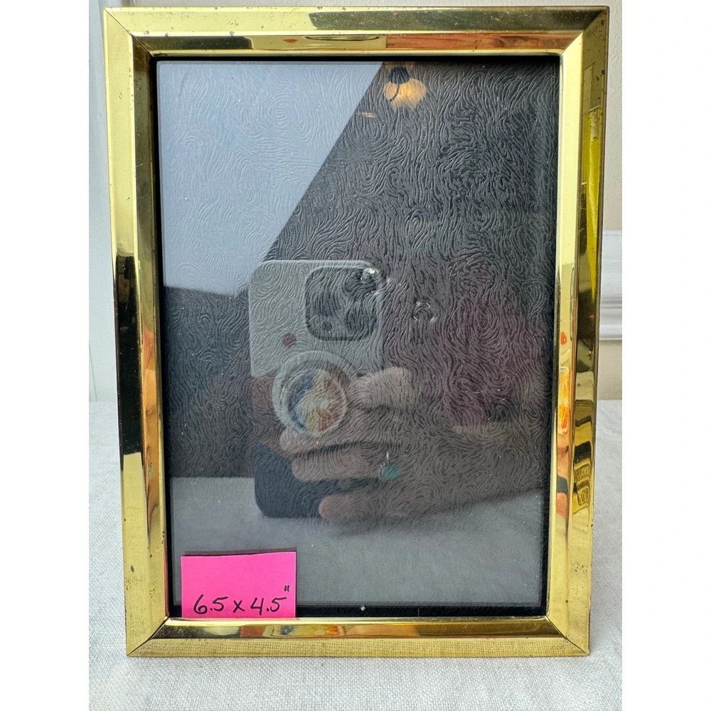 Vintage Metal Brass Photo Frame Set 4 Piece Hinged Double Tabletop Wall Mount